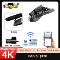 Holroadx Black 4K Video Recorder Dash Cam-Custom Fit untuk Infiniti QX30 170 Sudut Lebar Lensa Ganda Perekaman Visi Malam