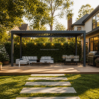Pérgola de Aluminio para Exteriores con Techo de Láminas Motorizadas Impermeables, Sistema de Sombreado para Jardín, Patio, Villa y Terraza