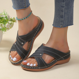 Nuevas Sandalias de Plataforma con Tacón Alto y Punta Redonda para Mujer 2026, con Tiras Cruzadas, Punta Abierta, Tacón Inclinado y Plantilla Transpirable - Product Image 1