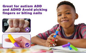 Ensemble de poignées de crayon texturées en silicone pour enfants et adultes, jouets sensoriels éducatifs pour le TDAH, l'autisme, l'anxiété, le soulagement du stress - Product Image 4
