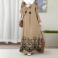 Robe longue femme coupe décontractée (Polyester, ourlet évasé, style ethnique) (Livraison directe disponible, pas de limite d'images, prix fixe)