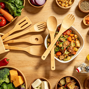 Accessoires de cuisine en bambou en gros, ensembles d'outils et gadgets de cuisine pour la maison, ustensiles de cuisson - Product Image 3