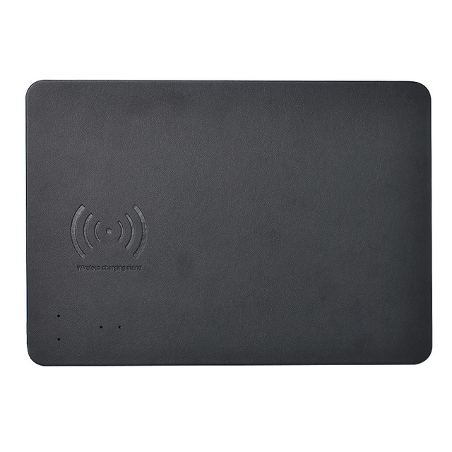 Wholesale Fast Charging Wireless Charger Mouse Pad with PU Leather Skin Stylish Stock Leather Mouse Pad