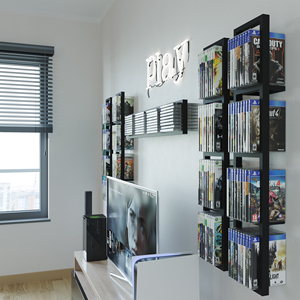 Wall Mount 34 inch phương tiện truyền thông lưu trữ giá CD <span class=keywords><strong>DVD</strong></span> Organizer kim loại nổi kệ bộ 2 tùy chỉnh kim loại giá - Product Image 4