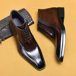 Bottes Chelsea pour hommes en cuir véritable de haute qualité, fabriquées à la main, avec lettres gravées, style britannique, pour affaires et occasions formelles - Product Image 3