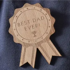 热卖创意父亲情节礼物最佳爸爸派对装饰木制最佳爸爸父亲节徽章