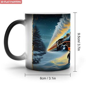 Interactive Color Changing Hot Drink Mug Frosted Black 11oz <b>Ceramic</b> Heat Sensitive Magic <b>Cup</b> - Product Image 1