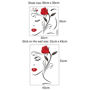 Decoración de Habitación para Niñas, Adhesivos de Pared 3D con Diseño de Labios Rojos y Flores para Salón de Belleza - Product Image 6