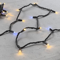Guirlandes lumineuses LED bleues et blanc chaud pour Noël, extérieur, caoutchouc noir, IP67, scintillantes, résistantes à la glace et à la neige, faible chaleur, cuivre pur