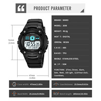 Montre de sport numérique pour homme SKMEI 2636, nouvelle collection, étanche 50 m, chronographe multifonctionnel, compte à rebours, montre-bracelet électronique