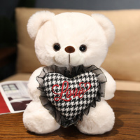 Boneka Beruang Cokelat dengan Bantal Hati untuk Anak-anak, Hadiah Ulang Tahun dan Dekorasi Rumah
