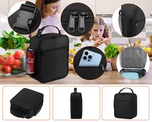 4-Layer Compact Insulated <b>Lunch</b> <b>Box</b> Bag Durable Easy-to-Clean Thermal Bag with Drink Holder <b>for</b> <b>Men</b> & Women - Product Image 4