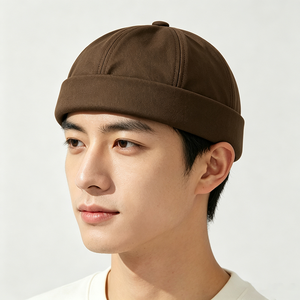 Casquette Docker Unisexe sans Visière, Couleur Unie, Style Vintage, Réglable, en Toile à 6 Panneaux, pour Homme, Streetwear Décontracté - Product Image 1