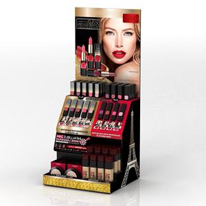 Kustom desain terbaru kardus bergelombang tampilan lantai berdiri untuk parfum kosmetik Makeup promosi toko ritel - Product Image 1