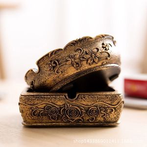Cenicero de resina rústico, caja decorativa cuadrada de bronce antiguo de estilo europeo para el hogar, oficina, regalo - Product Image 4