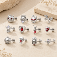 Kaishee Labret à dos plat en alliage de titane avec filetage interne et zircone cubique ronde, bijoux de piercing corporel, vente en gros pour Tragus et Hélix, en vrac