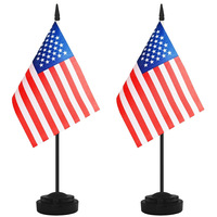 Drapeau de bureau miniature personnalisé avec logo, pas cher, en gros, avec support, mât et base en plastique imperméables pour la décoration intérieure de bureau