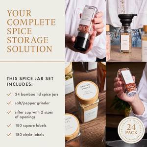 2-In-1 Nordic Wood Glass & Acacia Lid Eco-Friendly Dishwasher Safe Spice <b>Container</b> Jar Salt Pepper Shaker - Product Image 2