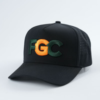 Gorra de perforación láser personalizada de alta calidad impermeable 3D logotipo bordado secado rápido 5 paneles gorra de béisbol gorra de camionero