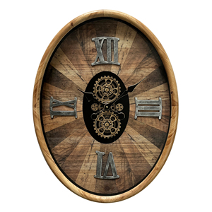 นาฬิกาแขวนผนังสไตล์วินเทจสไตล์อุตสาหกรรมย้อนยุคขนาดใหญ่ทำจากไม้เหล็กวัสดุโลหะสำหรับตกแต่งบ้านสำนักงานห้องนั่งเล่น - Product Image 2