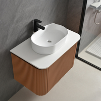 Meuble de salle de bain moderne style ferme avec vasque en céramique, égouttoir en acier inoxydable, résistant à l'eau, écologique, durable et facile à nettoyer
