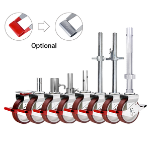 Roue de chariot d'échafaudage en nylon avec tige en PU solide, 8 pouces / 200 mm, roue de chariot d'échafaudage mobile avec tige en aluminium réglable - Product Image 4