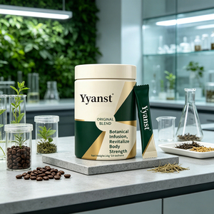 Café Instantáneo con Extracto Botánico Natural, 10g*10 Sobres, Frasco Redondo Geométrico Verde Dorado, Bebida de Materia Prima Vegetal Pura - Product Image 4