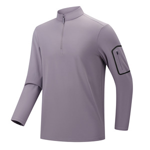 Otoño montañismo deportes al aire libre Casual media cremallera Camiseta de <span class=keywords><strong>manga</strong></span> <span class=keywords><strong>larga</strong></span> para <span class=keywords><strong>hombre</strong></span> sólido deportivo Base <span class=keywords><strong>camisetas</strong></span> de punto - Product Image 4
