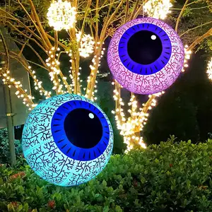 Halloween venda quente LED controle remoto luminoso colorido pátio decoração inflável globo ocular ballon para piscina e casa