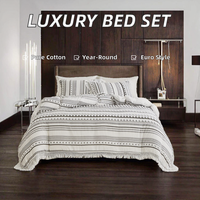 Parure de lit de luxe Super King Single Queen en 100% polyester 300 fils/cm², écologique, toutes saisons, avec housse de couette et draps tissés, en promotion