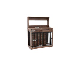 Cage et maison en bois pour chiens de grande, moyenne ou petite taille - Utilisation intérieure, installation facile, nettoyage par essuyage, toutes saisons, bac de rangement et toilette