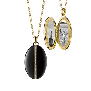 Newly Style Women <strong>Men's</strong> <strong>Locket</strong> Oval Black Ceramic <strong>Locket</strong> Necklace Sterling Silver 925 Metal With <strong>Chain</strong> <strong>Locket</strong> <strong>Men</strong> - Product Image 1