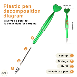 Novelty New Brand Promotional Fashion Plastic Ballpoint Pen with Printed Logo Heart Shape on the Top for Christmas Gifts - Product Image 2