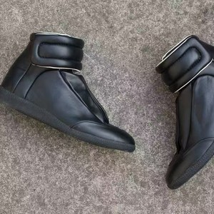 Bottes mi-mollet en stock pour homme et jeune homme, style rétro décontracté, avec fermeture Velcro, semelle extérieure en caoutchouc, doublure en similicuir, couleur unie, collection automne - Product Image 3