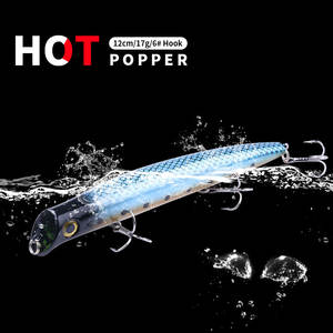 Leurre de pêche flottant en plastique dur 12 cm 15,6 g, grande bouche ouverte, Popper, pour eau salée avec 6 #   Crochet 10 pièces/<span class=keywords><strong>ensemble</strong></span> - Product Image 6