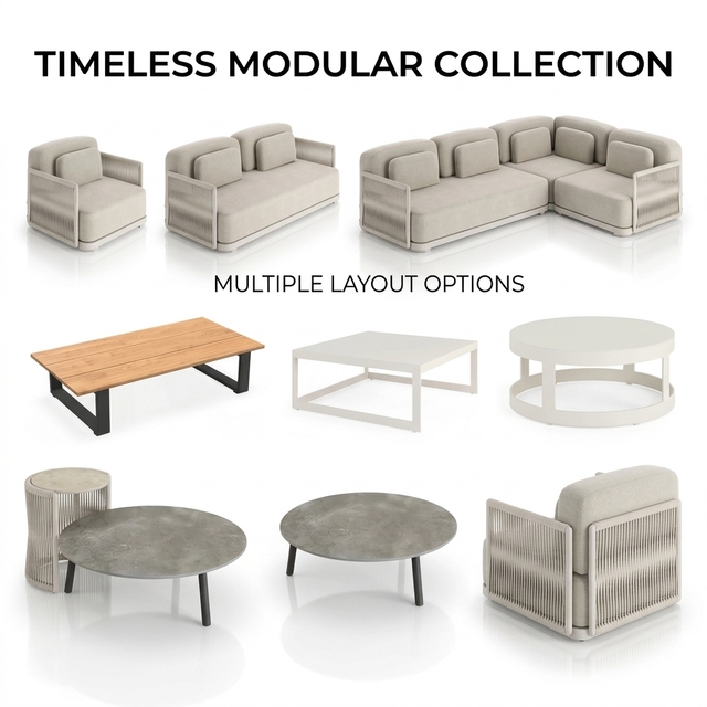 All Weather Durable Aluminum Frame Thick Cushion Customizable Terrace Rope Woven Multiple Layout Options Modern Resort Outdoor