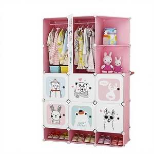 Armadio Modulare in Plastica <span class=keywords><strong>per</strong></span> Bambini, Armadio Appendiabiti con <span class=keywords><strong>Scarpiera</strong></span> Organizzatore <span class=keywords><strong>per</strong></span> Camera da Letto - Product Image 1