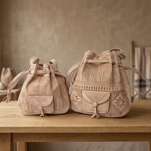 Sac à dos en cuir véritable fait main avec fermeture à cordon, style classique, sac de voyage durable pour femme, poignée souple - Product Image 6