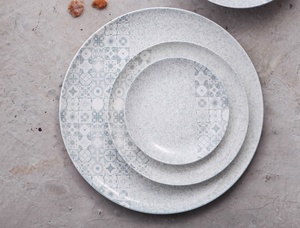 Ensemble de <span class=keywords><strong>vaisselle</strong></span> en céramique blanc moucheté, style rétro vintage, motif géométrique en relief, idéal pour les mariages - Vente en gros - Product Image 4