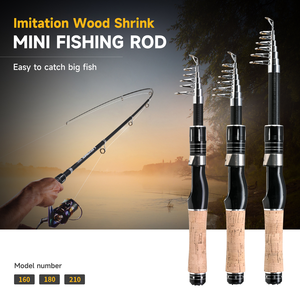 SNEDA Faux manche en bois <span class=keywords><strong>Mini</strong></span> canne à pêche rétractable Portable <span class=keywords><strong>extensible</strong></span> canne à pêche équipement de pêche canne à pêche - Product Image 5