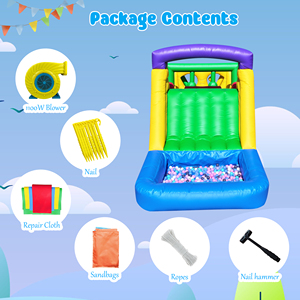 Structure gonflable commerciale en PVC, parcours d'obstacles, jeu extérieur, combo aquatique et sec <span class=keywords><strong>avec</strong></span> toboggan/piscine à balles/escalade - Product Image 6