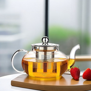 Filtre à <span class=keywords><strong>café</strong></span>, infuseur à thé, filtre en micro-maille en acier inoxydable avec théière en verre borosilicate de haute qualité - Product Image 2