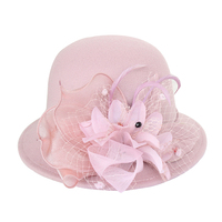 2020 lana marrón Vintage fieltro Cloche cubo bombín sombrero invierno mujeres Iglesia bombín sombreros