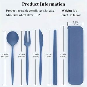 Bestseller <b>Reusable</b> Durable Flatware BPA Free Plastic Portable <b>Cutlery</b> <b>Set</b> Knife Fork Spoon Chopsticks for Travel Daily Use - Product Image 3