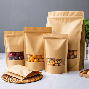 Bolsas de Embalaje de Alimentos con Cierre Hermético, de Papel Kraft Marrón, Termosellables y Reutilizables, con Ventana Transparente, OEM/ODM - Product Image 1
