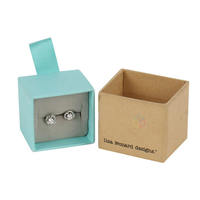 Boîte d'emballage rigide en carton brun pour bijoux avec impression de logo personnalisé et coussinets