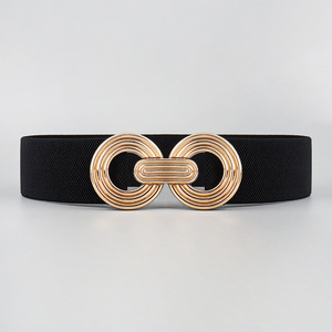 Usine En Gros 5CM De Large <span class=keywords><strong>Robe</strong></span> Élastique <span class=keywords><strong>Ceinture</strong></span> Multicolore Or Métal Alliage Double Cercle Crochet À La Mode Femme <span class=keywords><strong>Ceinture</strong></span> - Product Image 6