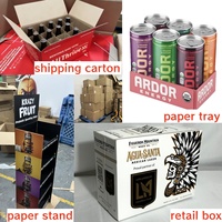 Plateau en carton ondulé imprimé en couleur avec logo personnalisé, fabriqué en carton robuste pour le stockage de boissons et d'aliments en conserve en paquets de 12/24/36.