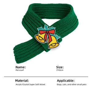 Écharpe de Noël tricotée unie pour animaux de compagnie, motif mignon maison de neige, sapin et Père Noël, en peluche chaude pour chat et <span class=keywords><strong>chien</strong></span> - Product Image 5