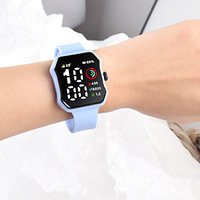 Jam Tangan Digital Sport LED Persegi Warna-warni Grosir, Tahan Air, Layar Sentuh, Pria Wanita, Gelang Sport Kaca